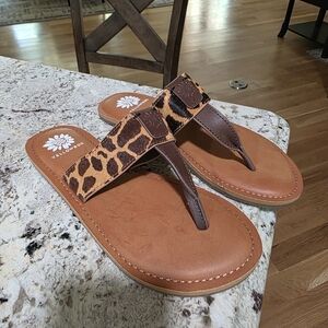 Yellow Box Women's Leopard Sandals-NIB